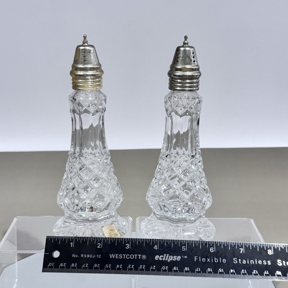 Crystal Clear Czech Republic Essex Salt & Pepper Shaker Set Approx 8" Tall - Picture 6 of 7
